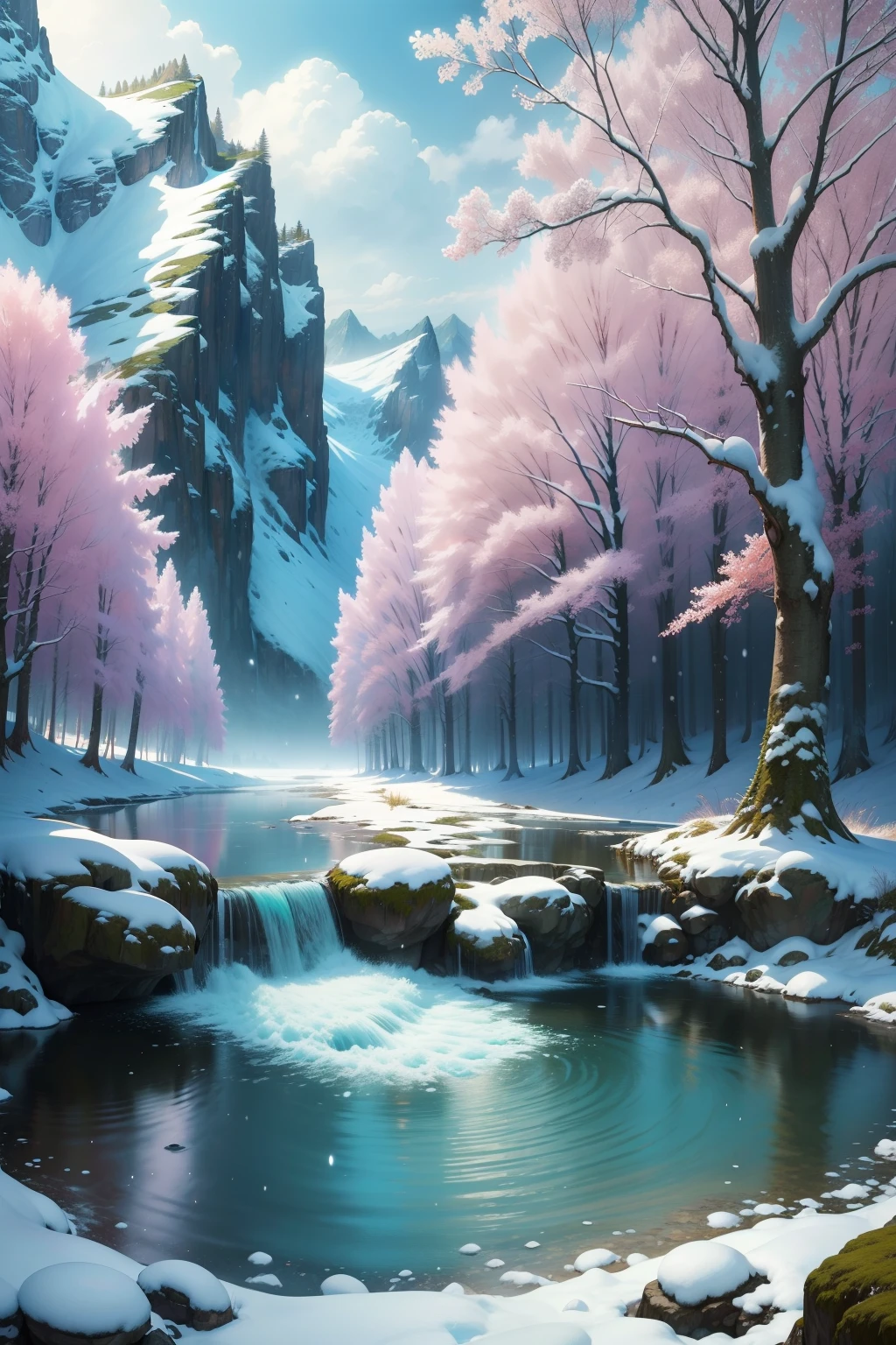 （tmasterpiece，top Quority，best qualtiy，offcial art，Beauty and aesthetics：1.2），（Fairy tale style landscape，springtime，夏天，autumnal，Winters，High hills，flowingwater，ln the forest，the ocean，uni，rainforests，snowfield：1.3），