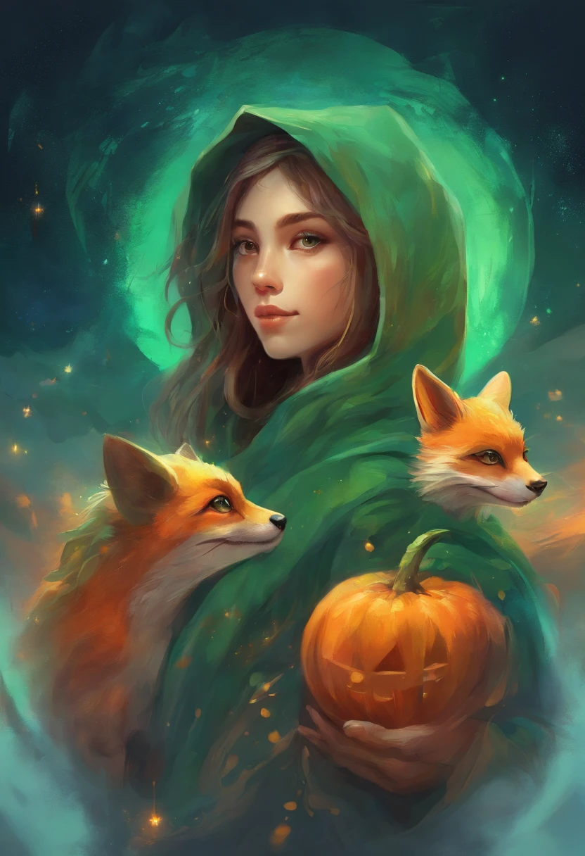 Two girls in a green frog hoodie and an orange fox hoodie、Halloween Events