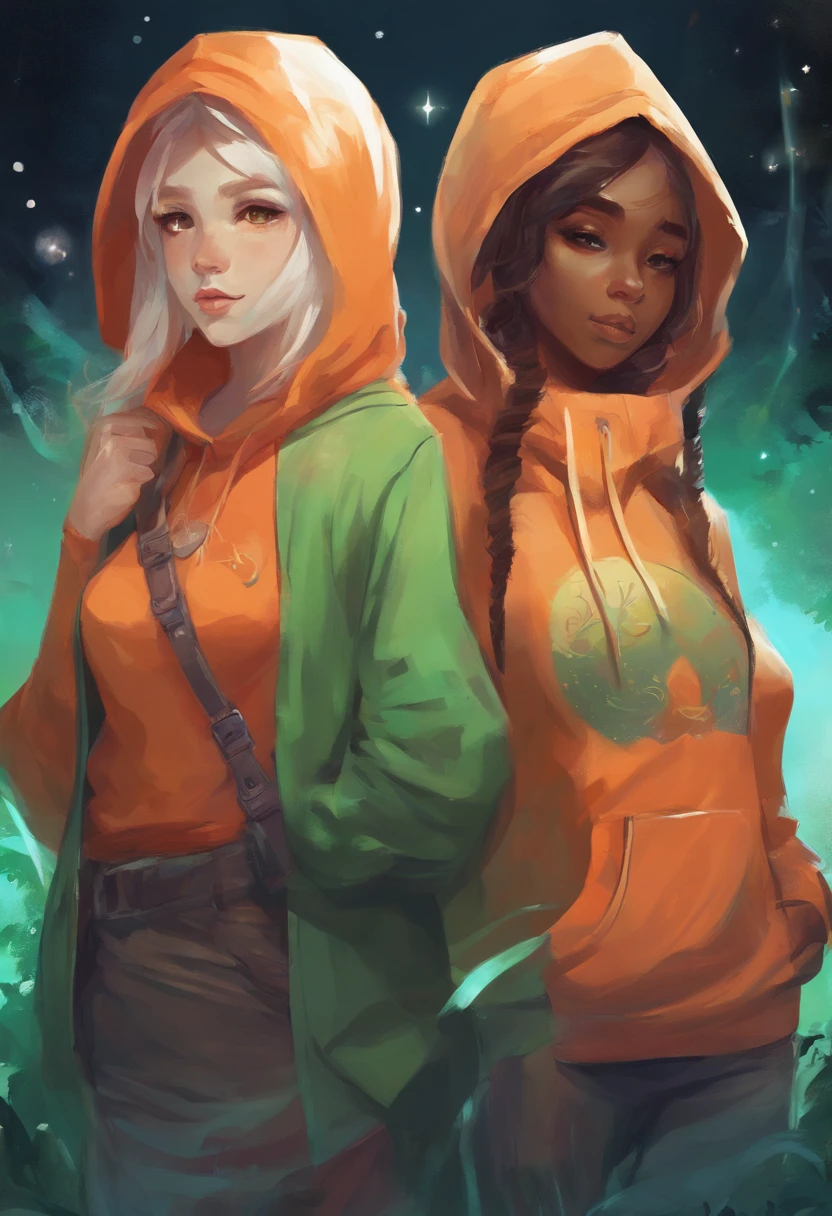 Two girls in a green frog hoodie and an orange fox hoodie、Halloween Events