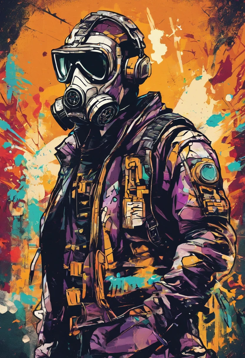 A cartoon character of a man with a gas mask and a gas mask in, Foto do perfil 1024px, Estilo de Arte Borderlands, Borderlands estilo 3, Aetherpunk realista, from valve, Estilo Borderlands, Duke Nukem Estilo de Arte, Eldritchpunk, musculoso! Cyberpunk, imagem do avatar, Foto do perfil, Velho cyberpunk, foto do perfil, imagem de perfil