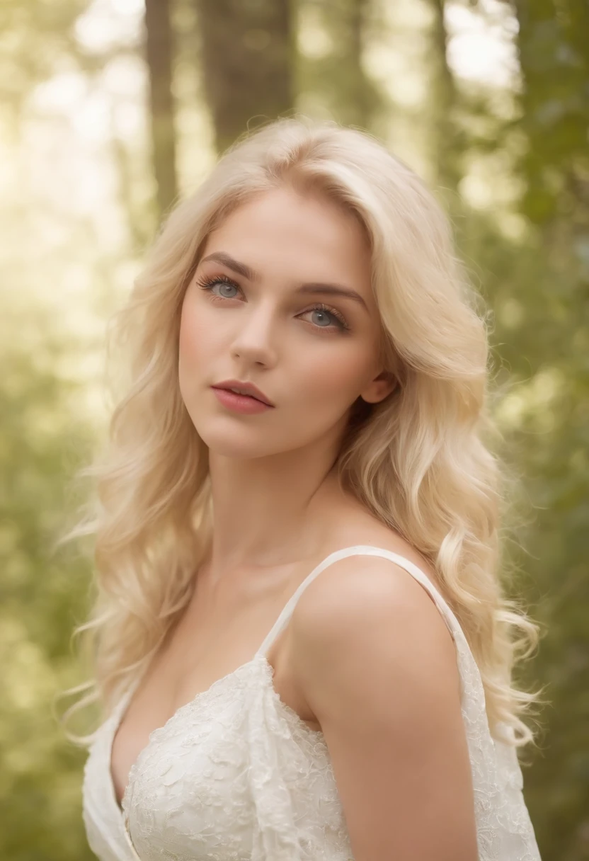 Young virgin Greek goddess of wild nature and hunting, com (((blonde hair))) e (((olhos azuis))), Amazingly beautiful, is light-skinned, esbelta e alta, Usa {Mangas, (very short: 1.7), (Branco:1.5), Chitons gregos, Com borda dourada}, Abs, "Parece rigoroso e determinado", mythical Arcadian mountains and forests, Mitologia grega, Hiper-realismo, fotorrealista, Super Detalhe, 8k, master part