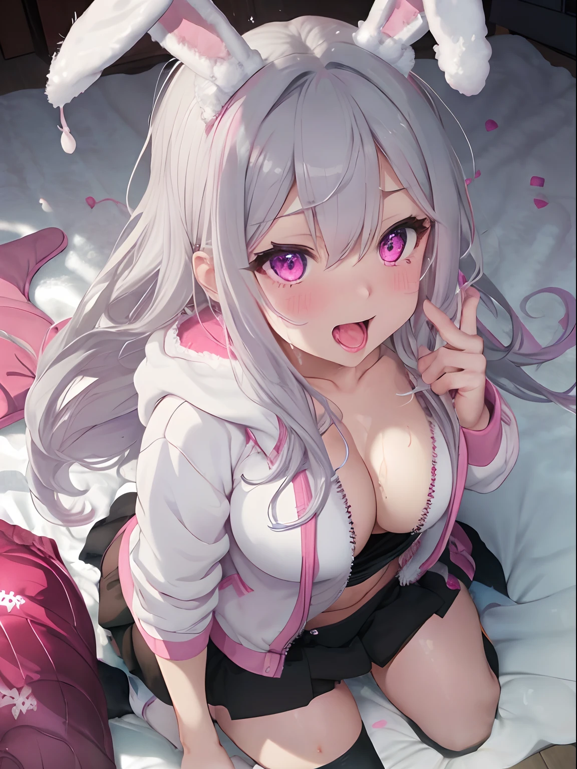 girl with,Silver-haired hair,Pink eyes,Fluffy Bunny Girl,Winter clothes,seduces,Chest wide open,Kamimei,begging,red tide,a lot of white liquid on the face and chest,,Penis IN,masturbation,AHE Face,piece sign,Opening legs,Adult Toys,Vibes,Faces soaked in joy,Faces of Expectation,Squirting,ecstacy,finish
