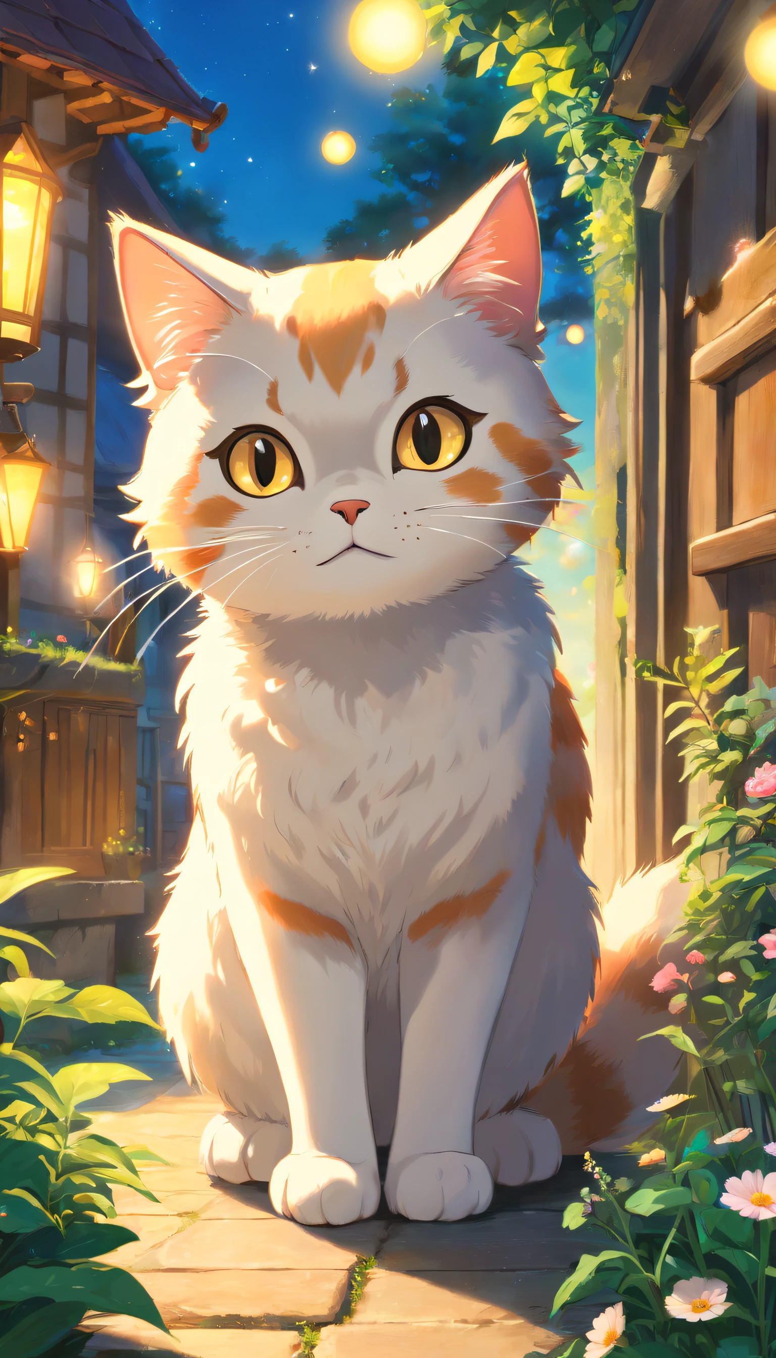 (top-quality,4K,8K,A high resolution,tmasterpiece:1.2),ultra - detailed,(Realist,Photorealist,Photorealist:1.37),Beautiful fece,A detailed eye,Detailed lips,The is very detailed,Beautiful fece,Naughty cat in the garden,brightened light,brightened light,magic lighting,Cute 3d rendering,Beautiful artwork,Bright lights,Amazingly bright light,beautiful digital art,adorable digital art,Cute cat,Capricious cat,Charming bright light,Captivating digital art,Beautiful and shiny creatures,Cute whimsical cat,Magic scenes