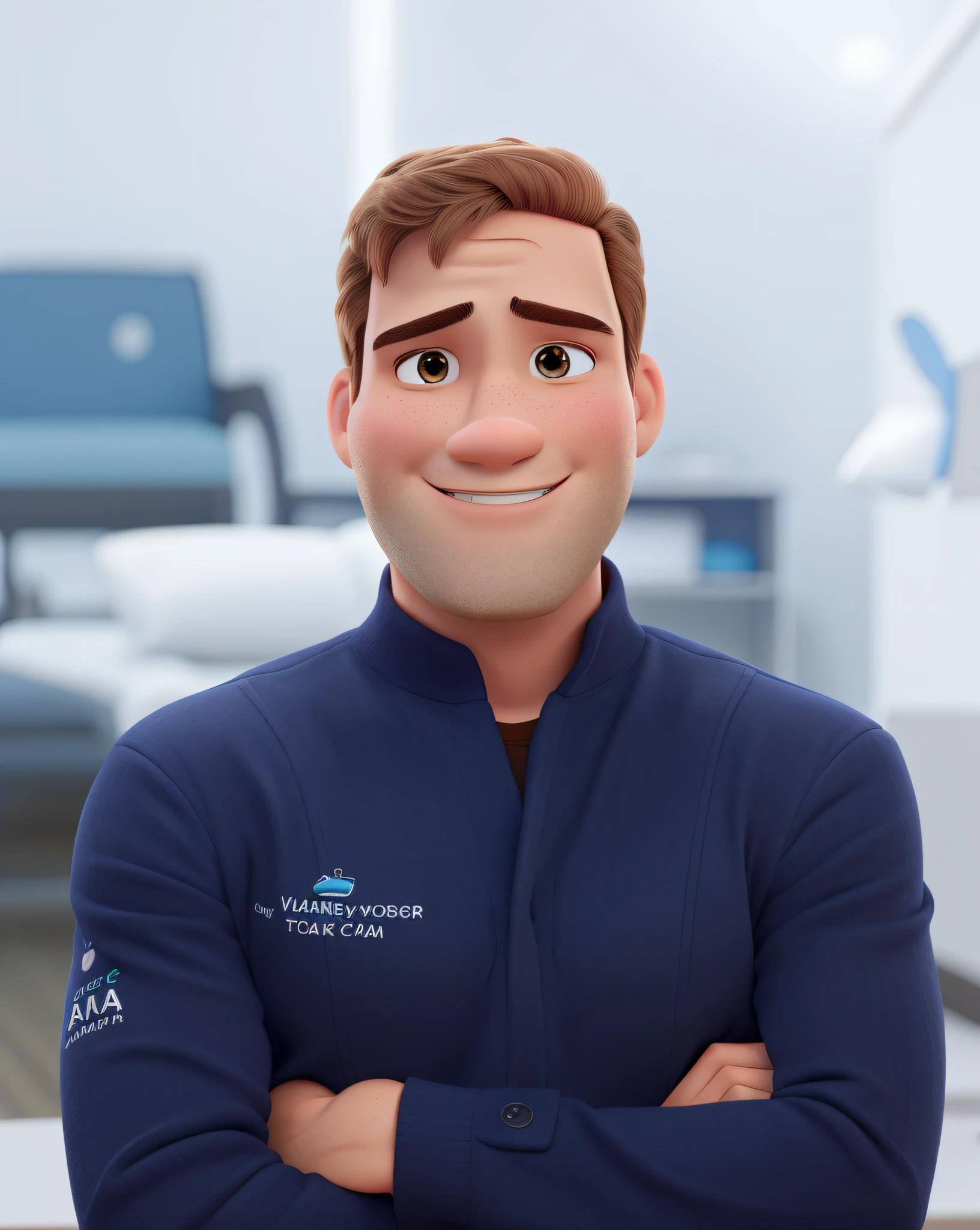 Um homem branco no estilo disney pixar, alta qualidade, melhor qualidade