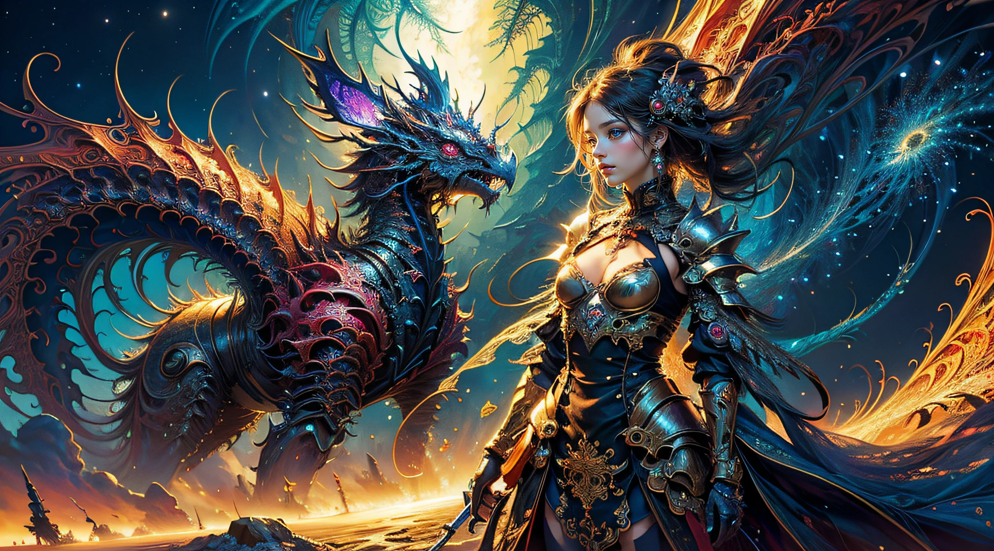 (masterpiece, top quality, best quality, official art, beautiful and aesthetic:1.2), (1girl), extreme detailed,(fractal art:1.3),colorful,highest detailed, antasy, lady