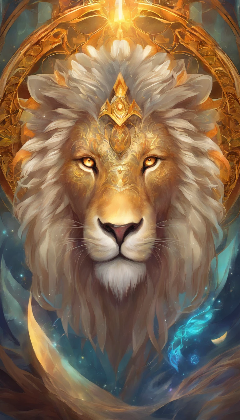 Lion Druid, anthropomorficfic, armadura ornamentada alta, Pelo Fofo, nevoento, tempestuoso, 70mm, cinemactic, altamente detalhado, urso tamanho real, Standing, com uma aljava, magic lights, magical aura, luzes fortes, high ilumination