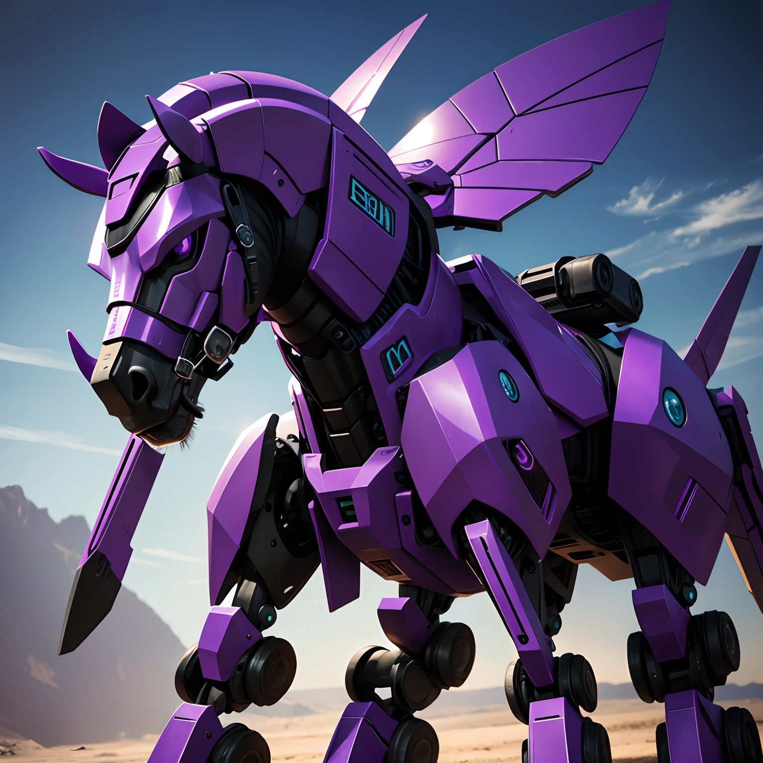 Purple, transformers, alien horse robot