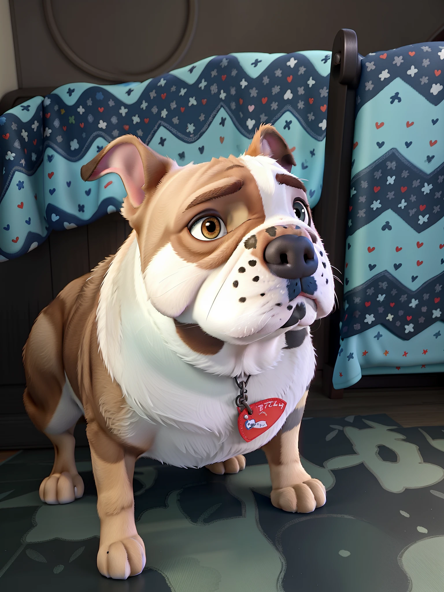 English Bulldog in Disney Pixar style, alta qualidade, melhor qualidade