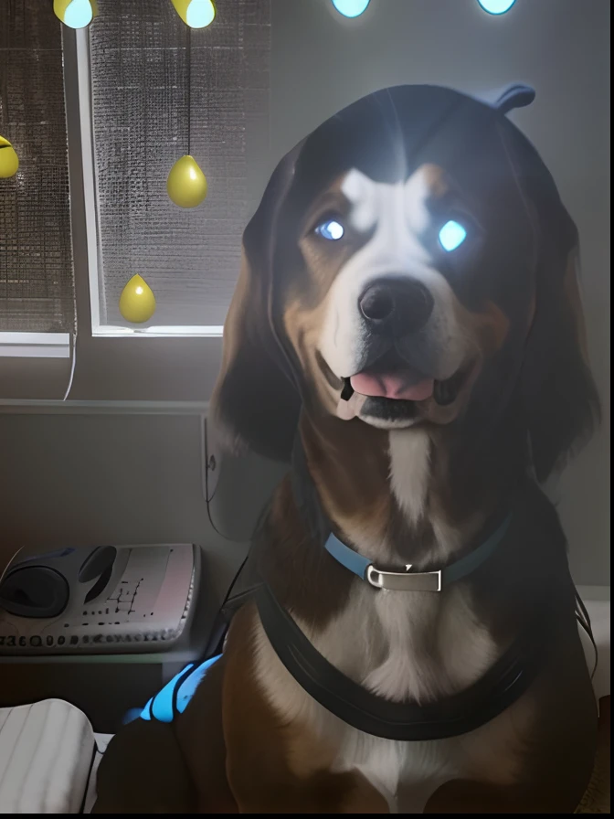 Smiling woman with dog in dark room with light shining on her face, Ciborgue - Pitbull tirando uma selfie, Ciborgue - Pitbull, pitbull, by Amelia Peláez, selfie of a dog, olhos brilhantes brilhantes como leds, Lorena Avarez, olhos brilhantes penetrantes, Caroline Gariba, Directed by: Samuel Silva, belos olhos brilhantes, olhos piscando, Jenna Barton, last photo ever taken