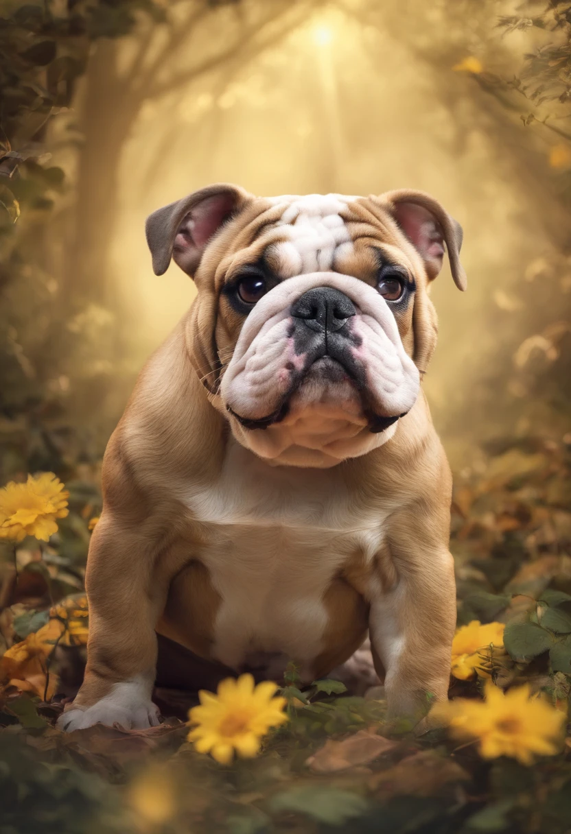 English Bulldog，o cachorrinho，raios de sol