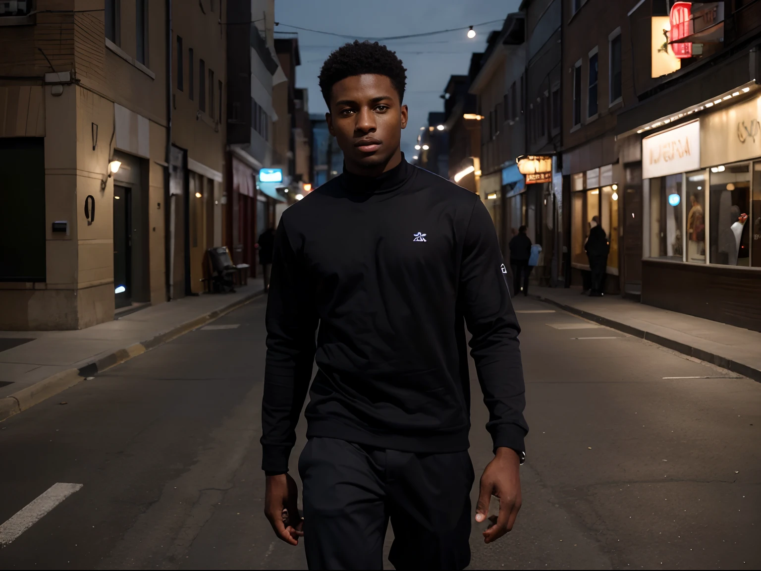 A professional high-quality photo, in 4K resolution, captures in realistic detail photo of a young Black man light dark skinned model the background is a solid color with clothes full body pictures. as a hero