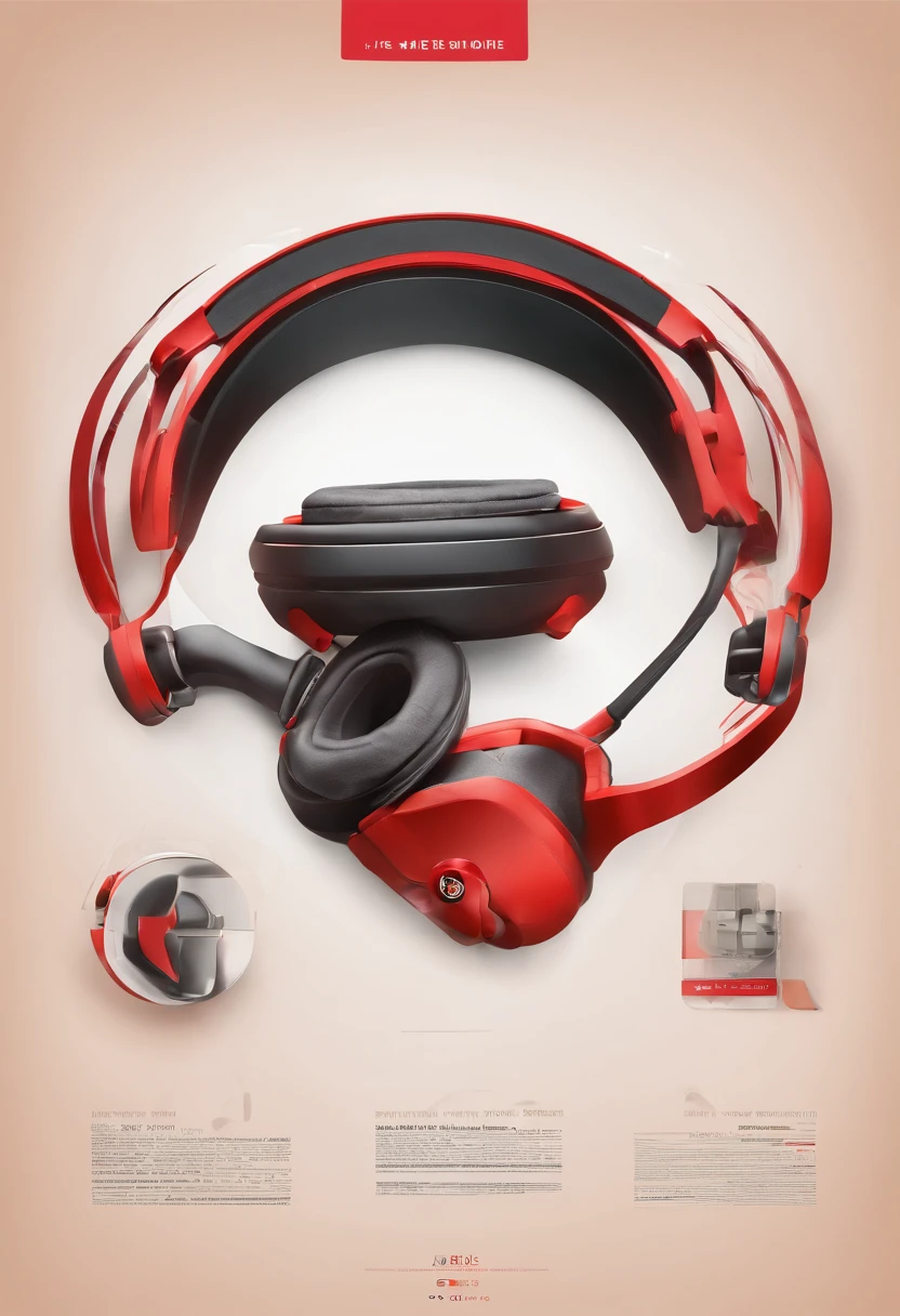 Headset product promotional image,Minimalist,Color collision,The headphones block out outside noise,Flat design