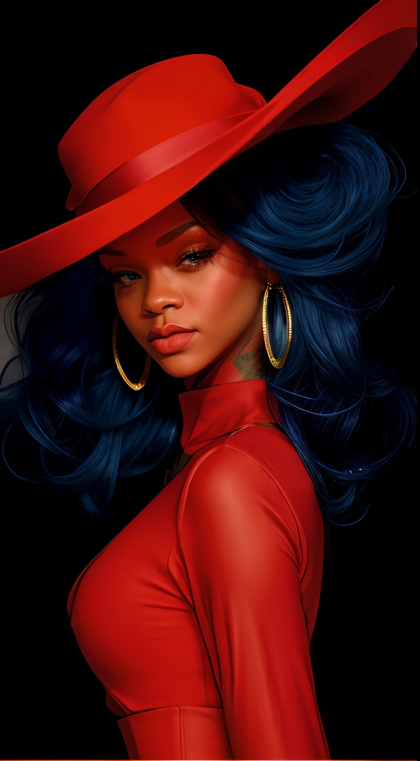 rihanna wearing a red hat and dress,rihanna, corpo da sereia, rosto realista em alta qualidade, corpo inteiro, diferentes poses corporais, alta qualidade no rosto, defined features, best quality hard drive, realista, realista, Award-Winning Illustration, (rosto altamente detalhado e textura da pele), (corpo inteiro), (detalhe complicado: 1.2), (detalhe fino), (detalhe complicado), (cinematic lights, luz de fundo de melhor qualidade), lines sharp, foco nítido, Arte Oficial, unidade 8k papel de parede , ultra realista, muito realista, Absurdo, inacreditavelmente realista absurdo, tamanho de arquivo enorme, ultra- real, Arte de realista, RTX,((Foto de encerramento-up by award-winning studio)), , (cale a boca), , perfect hands, lindos olhos detalhados, rosto perfeito, corpo perfeito, detalhes ultra realista.