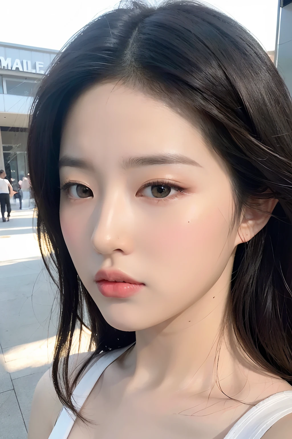 (
(8K:1.27), best quality, masterpiece, super fast:1.2) Photo of a pretty Japanese woman
(beautiful:1.1), mall, double eyelid, complex and elegant, fancy, detailed, Gradient lighting, selfie
