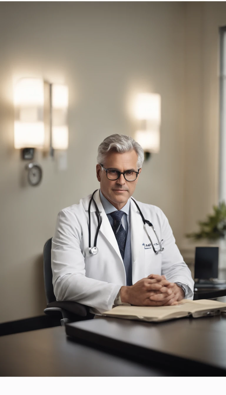 Weather image of a male doctor sitting on the table with very realistic image