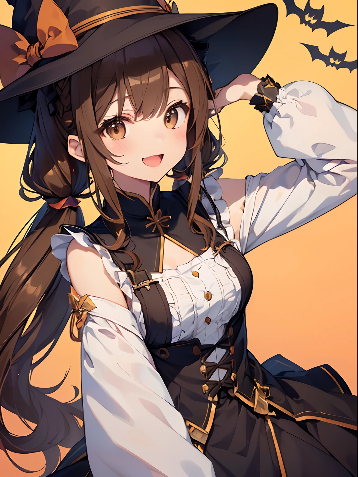 Anime girl in a witch costume with a hat and bats - SeaArt AI