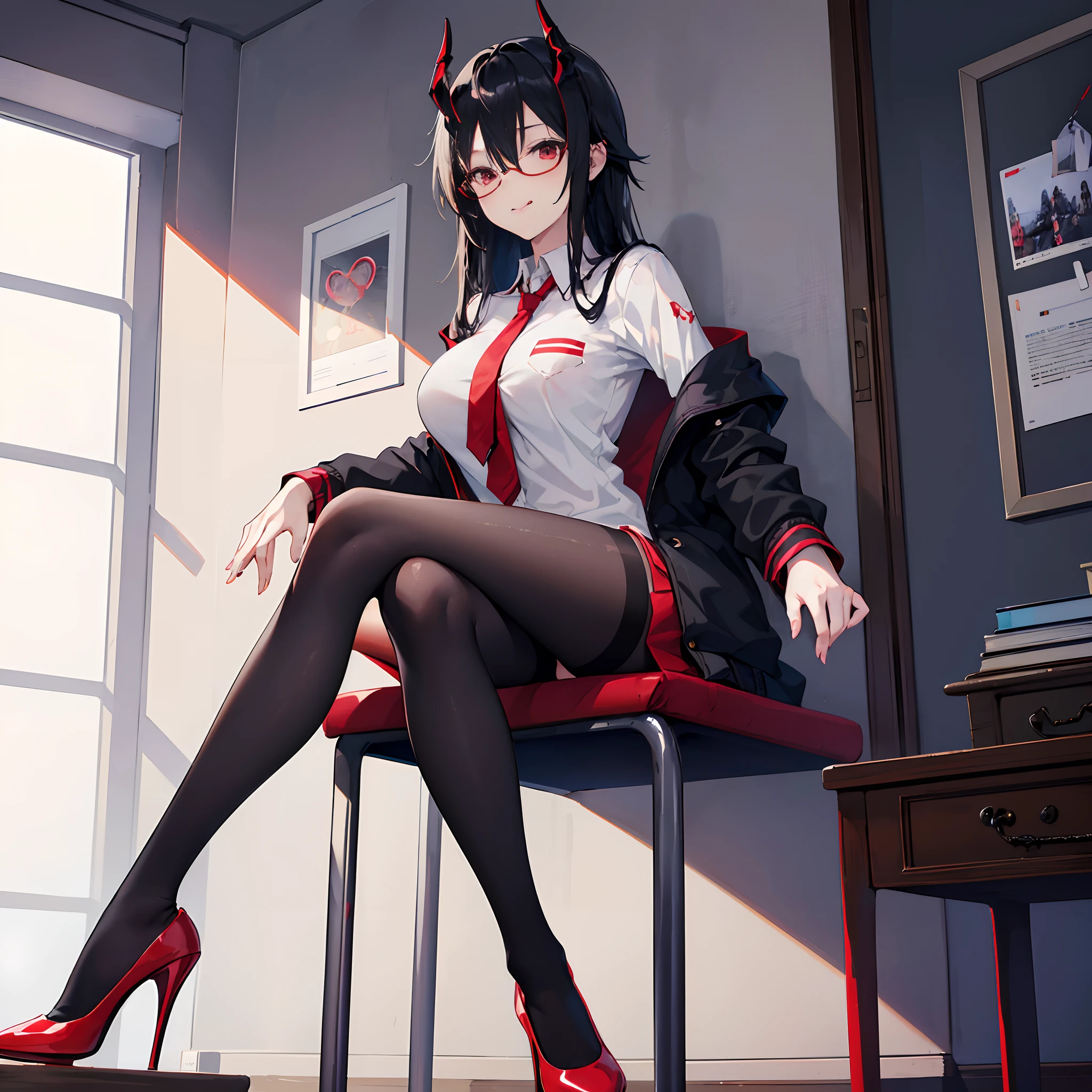 High detail, high quality, masterpiece, (small breasts)), impatient pet pose, school classroom, legs spread