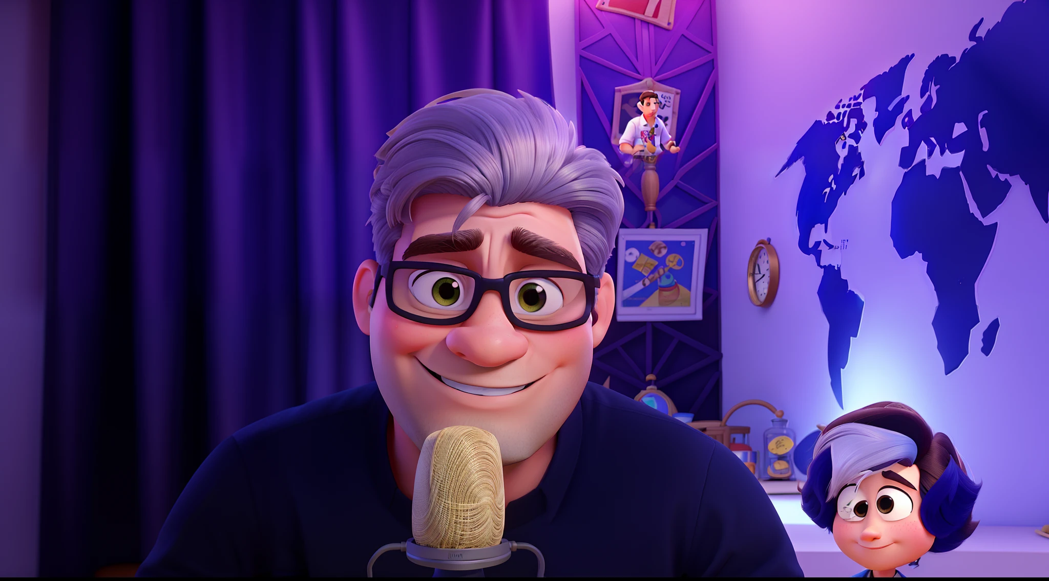 Um homem estilo disney pixar, cabelo grisalho, alta qualidade, melhor qualidade