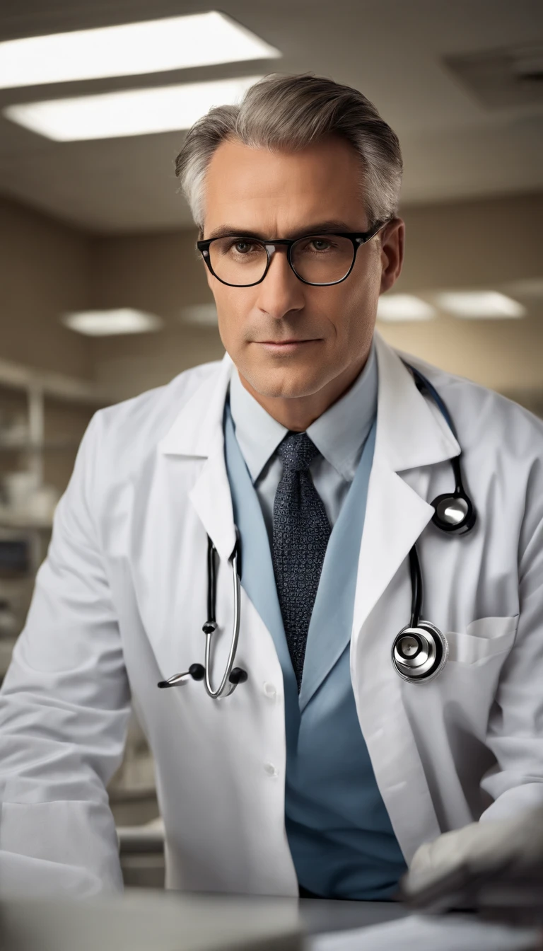 A close up of a man in a lab coat and tie - SeaArt AI