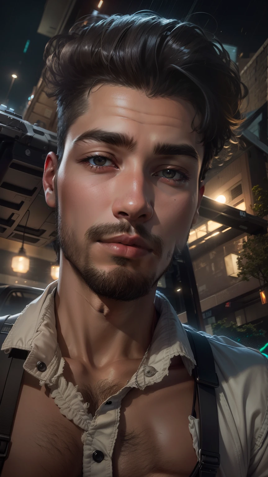 RAW photo, a young man sitting by a street at night, (high detailed skin:1.2), 8k uhd, dslr, soft lighting, high quality