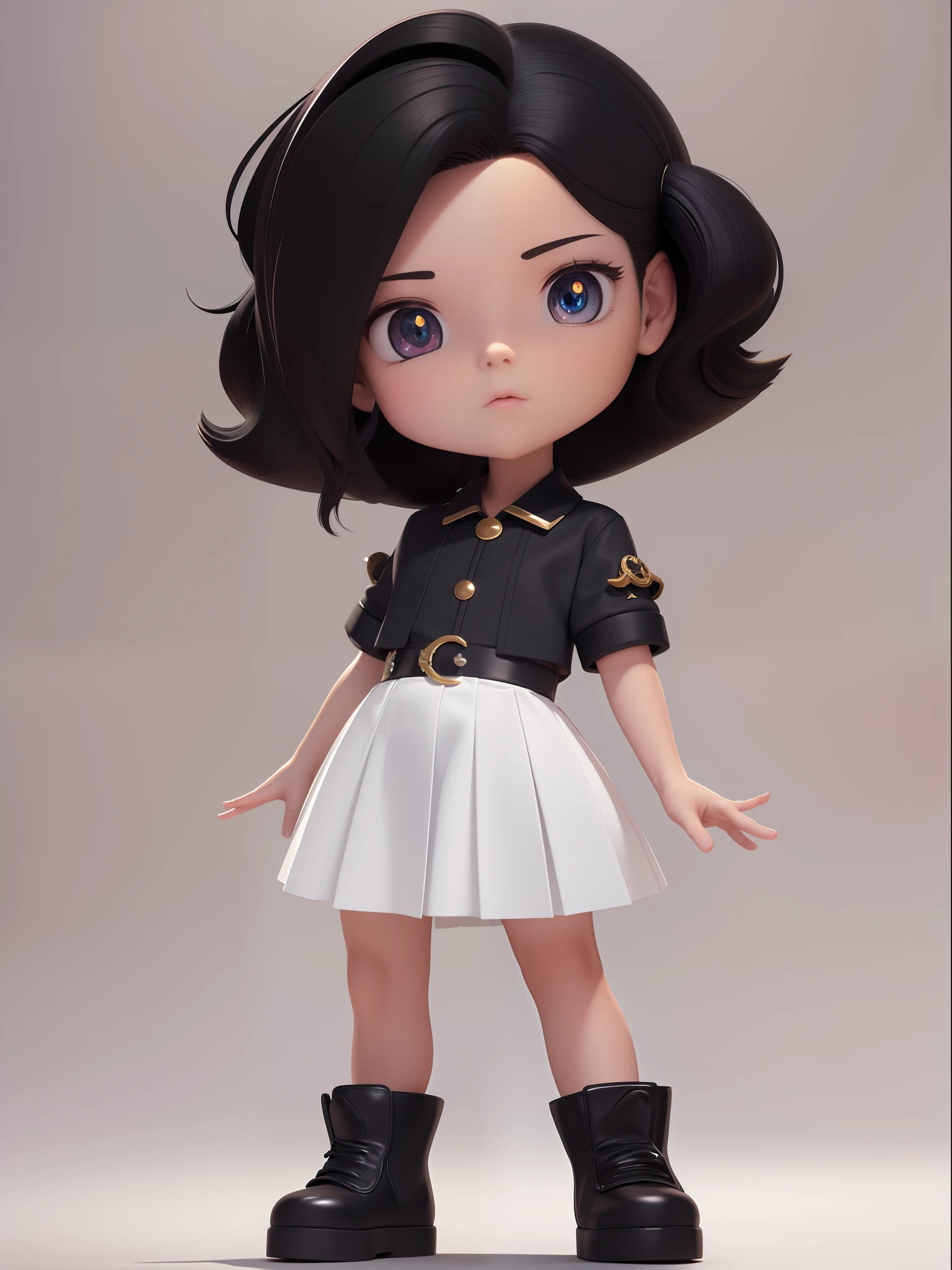 Anime - figura de estilo de uma menina em uma saia e camisa preta, anime estilo 3d, anime estilizado, bonito 3 d render, render de uma menina anime 3d bonito, 3 d render stylized, Personagem altamente detalhado, personagem bonito, personagem bonito dos desenhos animados, Estilo anime 3D realista, Personagem 3D, Personagem 3D, Arte de personagem 3D