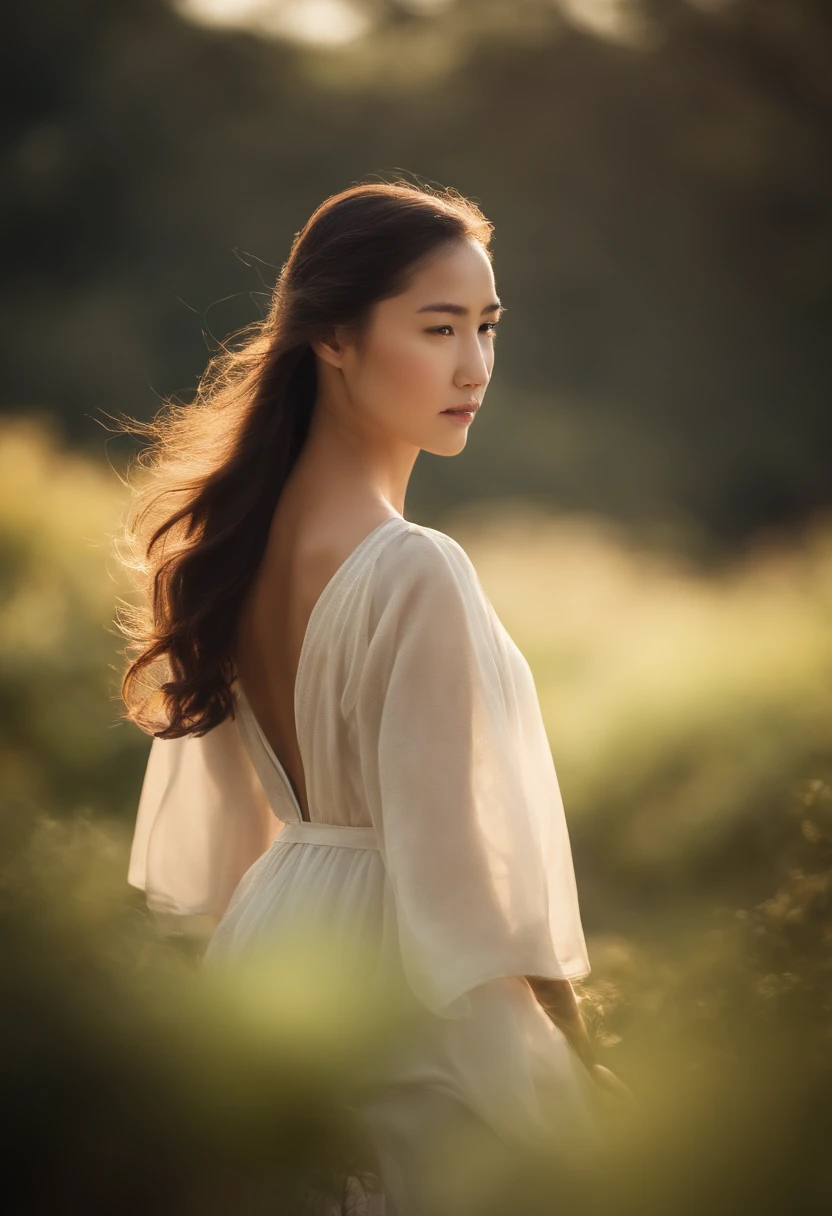(master part:1.2),(uma garotinha fofa,12 anos:1.2),cabelos loiros, nariz de ponto,(A Pure Chinese Chiffon Dress:1.2),(perfect lighting:1.2),夏天,sorrir,arms behind back,Onze,(Dynamic angle:1.2),vegetation,sunlight,fotografia,Realistic,olhos fechados
