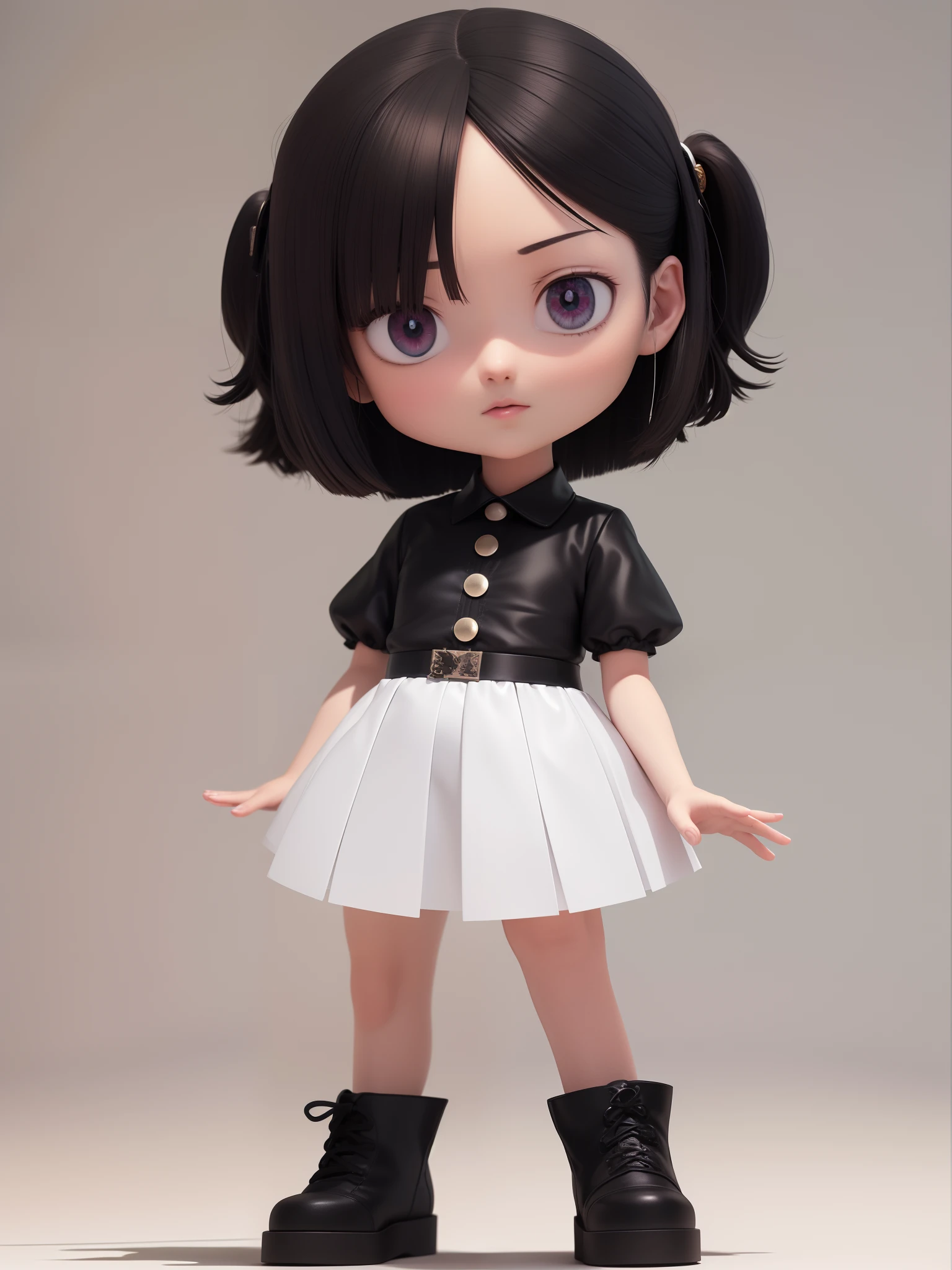 Anime - figura de estilo de uma menina em uma saia e camisa preta, anime estilo 3d, anime estilizado, bonito 3 d render, render de uma menina anime 3d bonito, 3 d render stylized, Personagem altamente detalhado, personagem bonito, personagem bonito dos desenhos animados, Estilo anime 3D realista, Personagem 3D, Personagem 3D, Arte de personagem 3D