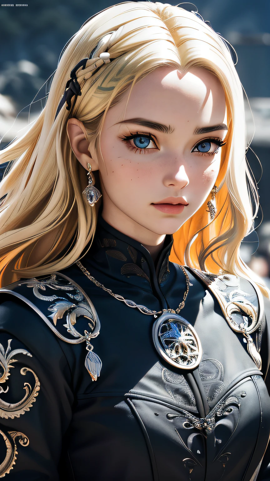 (Best Quality, masutepiece, Perfect face, Beautiful and aesthetic:1.2, Colorful, Dynamic Angle, highest detailed face)game of thrones, 20-year-old woman with dragon mother, Blonde, Dark theme, High contrast, 35 mm, Bokeh, 9:16, (Intricate details, hyperdetails:1.15), Detailed, Light through the hair (High contrast, Official art, ighly detailed, highest details),