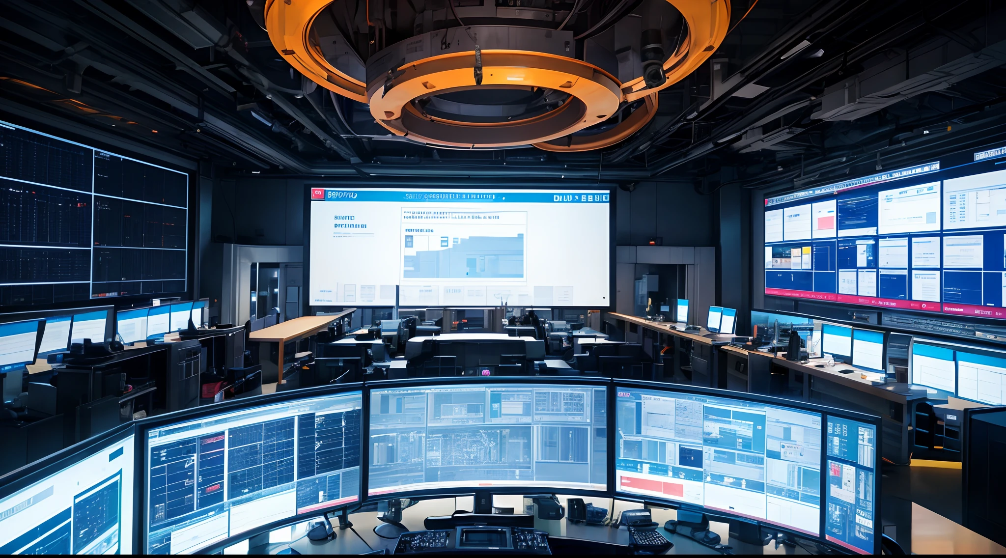 is depicted in a digitized control center。The environment is filled with advanced technological equipment and large screen displays。The atmosphere is full of efficiency and convenience，It reflects the powerful functions and comprehensive services of the industrial Internet integrated service platform。The camera focuses on the data displayed on the screen for monitoring and real-time analysis，It demonstrates the platform's ability to comprehensively monitor and optimize industrial production processes。ao mesmo tempo，Multiple functional modules appear in the scene，Such as device management、Production planning、supply chain collaboration, etc，It highlights the comprehensive and all-round service capabilities of the platform。The scene also showcases the businesses and engineers working with the platform，It shows the scenario of their intelligent production and data-driven decision-making through the platform。[camera settings] —c 10 —ar 2:3，8K,high definition resolution