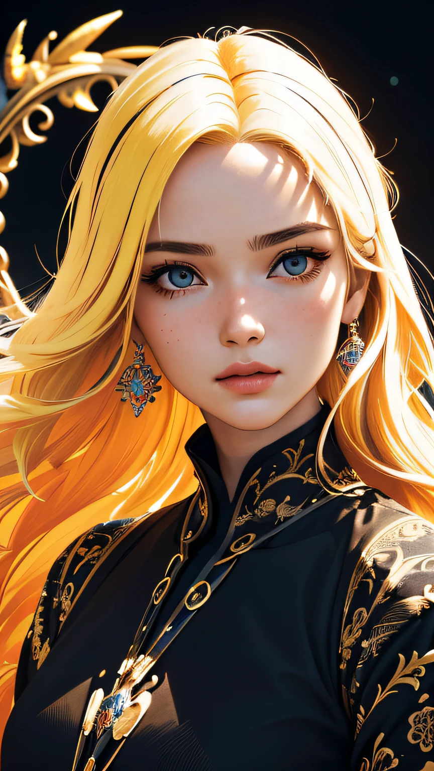 (Best Quality, masutepiece, Perfect face, Beautiful and aesthetic:1.2, Colorful, Dynamic Angle, highest detailed face)game of thrones, 20-year-old woman with dragon mother, Blonde, Dark theme, High contrast, 35 mm, Bokeh, 9:16, (Intricate details, hyperdetails:1.15), Detailed, Light through the hair (High contrast, Official art, ighly detailed, highest details),