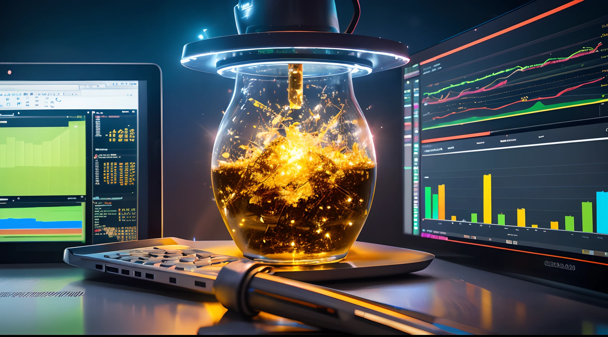 AIGC's data goldmine combines cutting-edge technology with advanced analytics, Combined with machine learning, Natural language processing, and big data analytics，Extract the maximum value from the available data. 8K,high definition resolution
