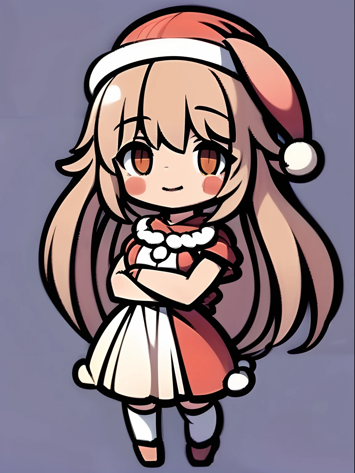 a sticker、top-quality、hight resolution、masterpiece、8K、Chibi、Silly、1beautiful girl、kawaii、Rabbit ears、Pink shorthair、A smile、Santa Claus Costume、Colossal tits、They are jumping cutely with their legs up、dynamicposes、((Santa Claus hat with rabbit ears))、micromini skirt、