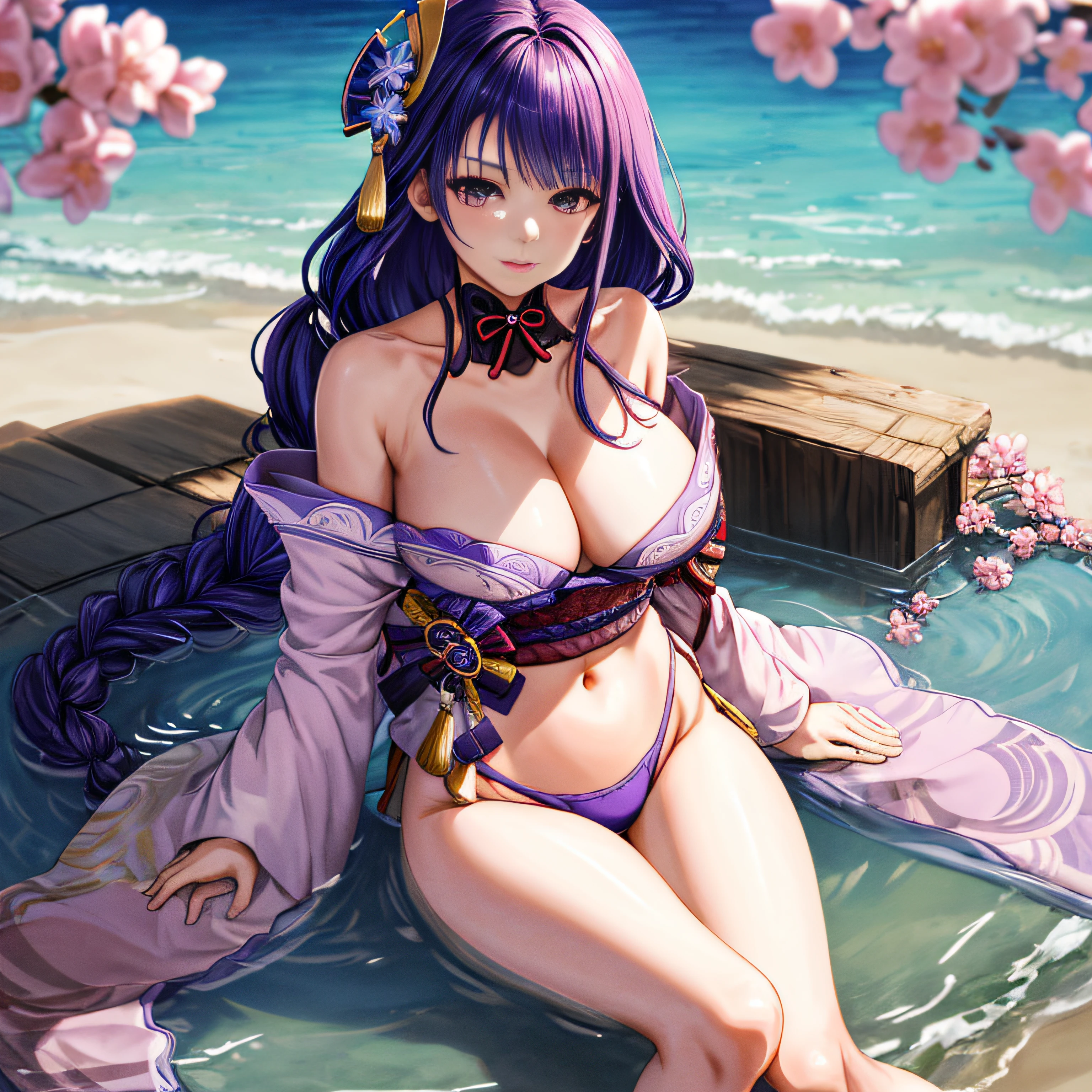 raidenshogundef,Uncensored,D cup,crossed legs , Pink big breasts, Large flowers in full bloom, Tattoo on the genitals, Main,Vaginal lining,Sitting down,moisturized, Radiant and pink skin,Fit snugly to the breast,cleanness, Naked,(exposing your navel),Exposed crotch showing through,Expose the lower half of the breast,Expose all breasts,Leak points,Expose the lower buttocks,exposed,Pink lip flap,Comic title,Mature woman,Skimica style,A loving expression,Seaside vacation,Passionate