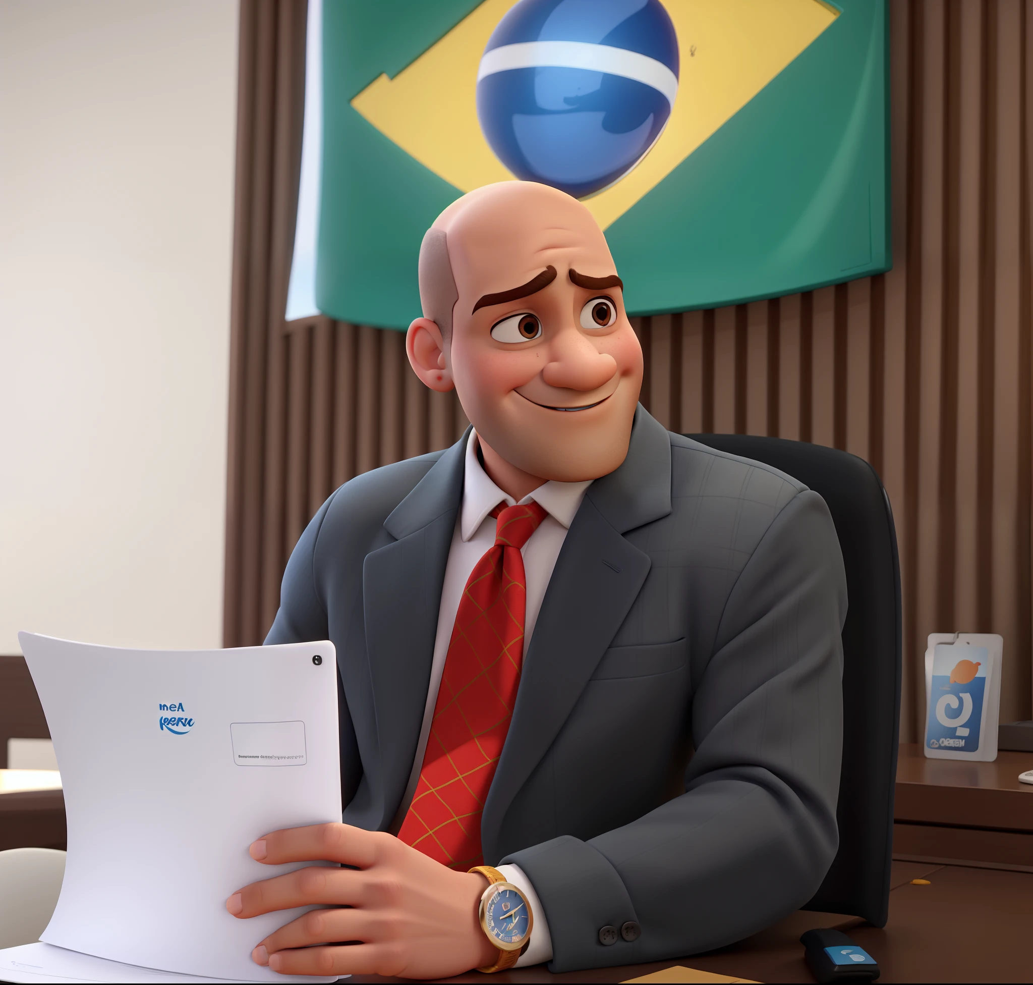 Um homem careca estilo disney pixar, alta qualidade, melhor qualidade