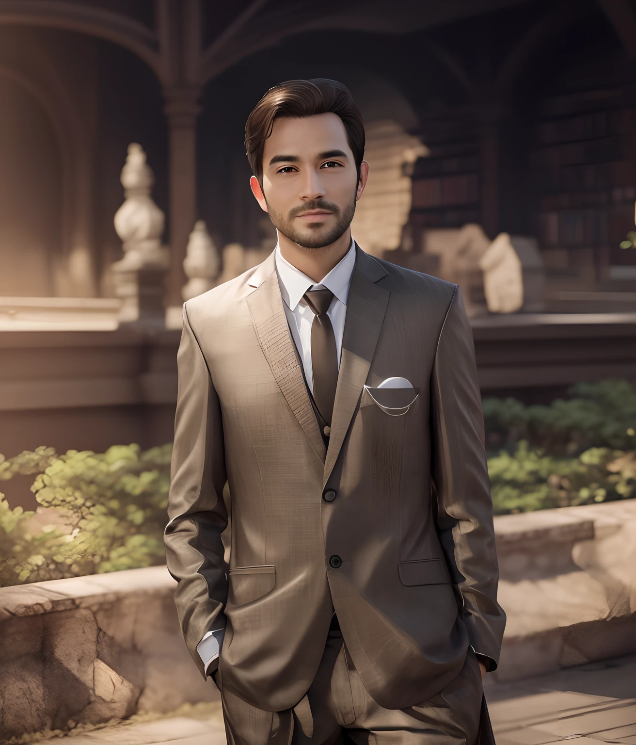 Change background to library,Realistic face Ai. Handsome look. 4k,ultra realistic