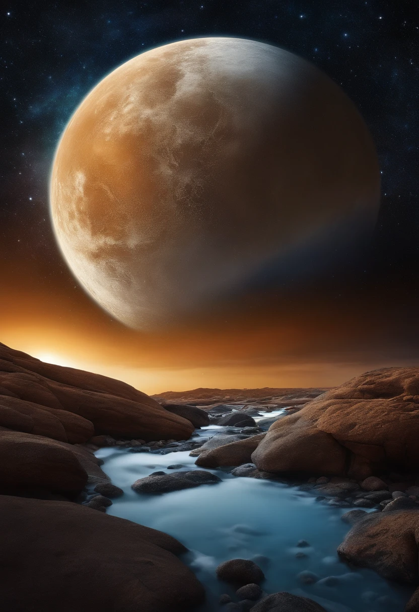 um coelho branco em cima de uma lua pequena, cheia de buracos, in space observing the Earth
