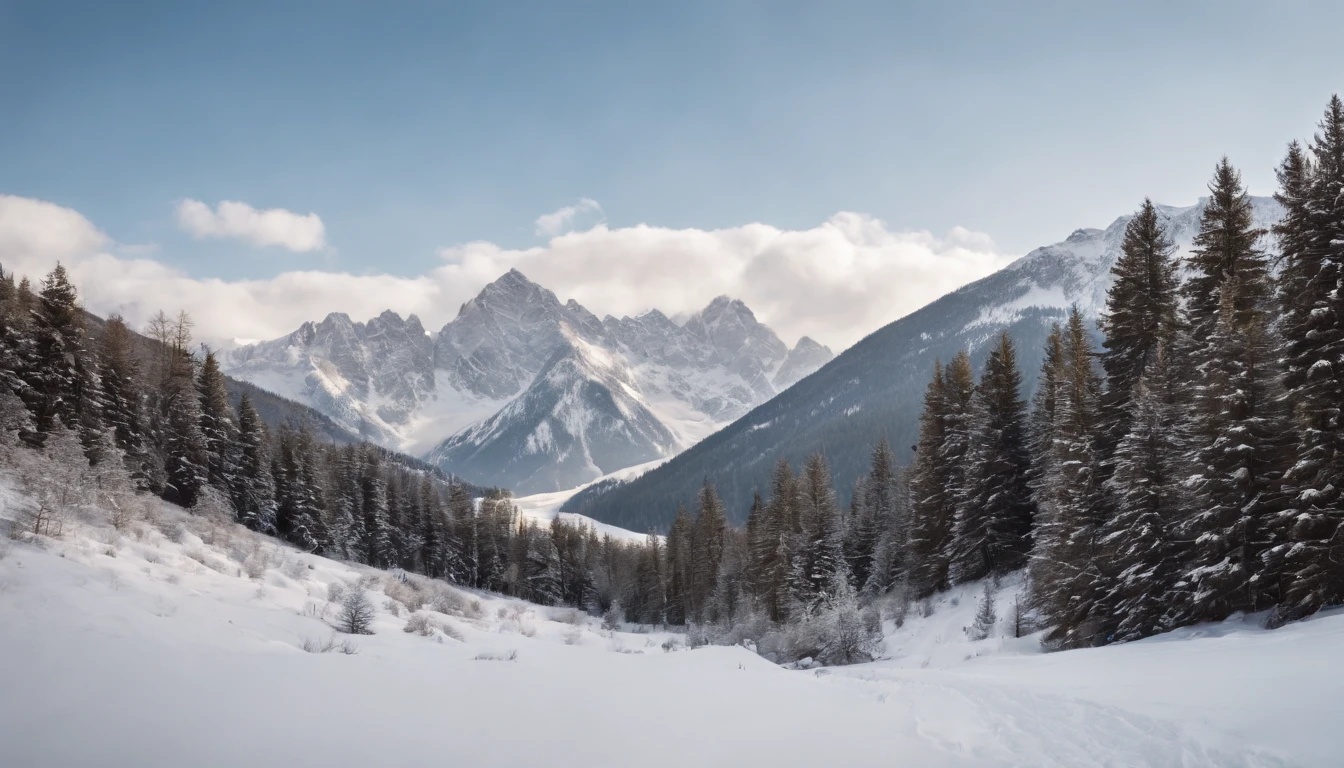 Scenery on snowy mountains，Very impressive，Realiy