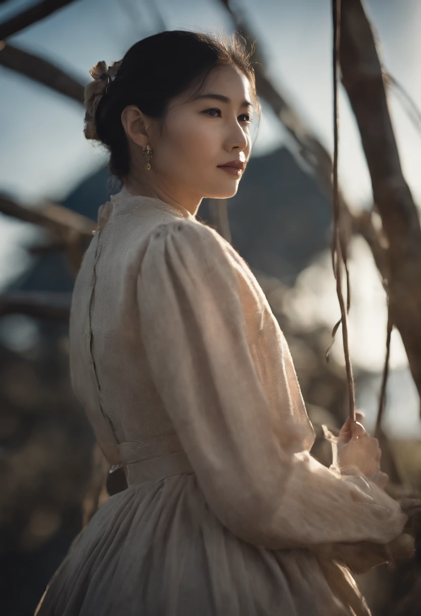 (iwakura Lain),extremely detailed sailor dress, beautifuly color Clothes, beautiful detailed background, Telegraph Pole, night sky background,