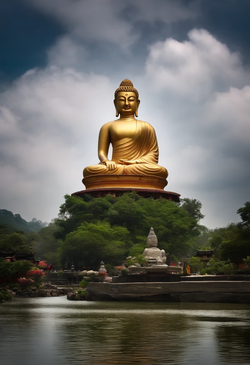 (The upper body of a huge Buddha statue:1.5,),(Buddhist temple background:1.2),,(真实感:1.4),(best qualtiy:1.0),(超高分辨率:1.0),8K,RAW photos,(tmasterpiece:0.2),ultra - detailed,