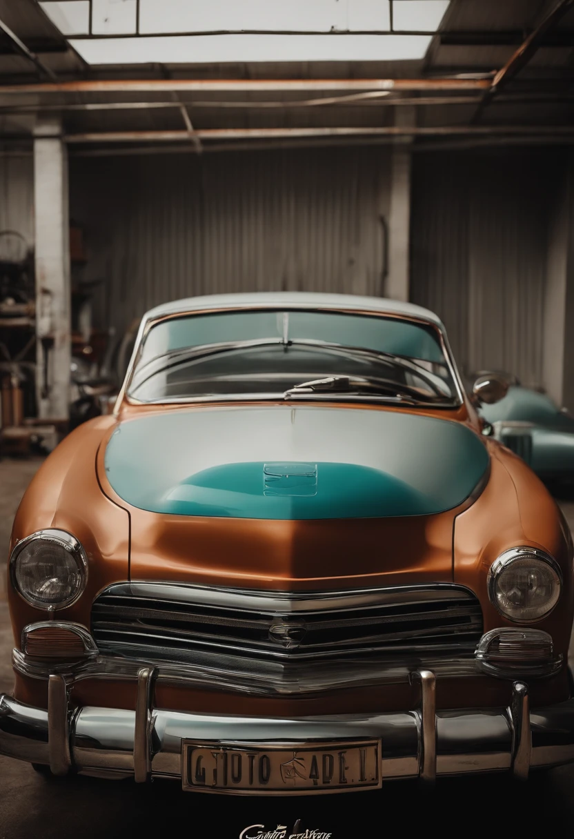 Create a brand with the name "Guto Garage" with the theme car and automotive esthetic cleaning, retro art
