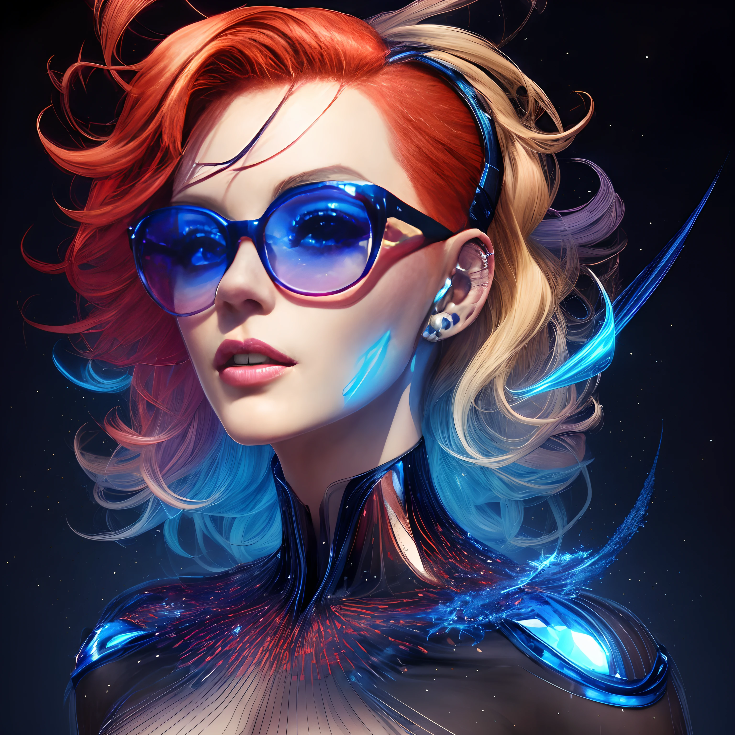 / illustration,

perspicacity,

perturbado,

Perfect Double Exposure Technique,

 retrato de Juddy abade, Estilo anime ""Two-tone blonde and red hair with futuristic transparent blue glasses""


Bright Sparks

Smooth and shiny texture,