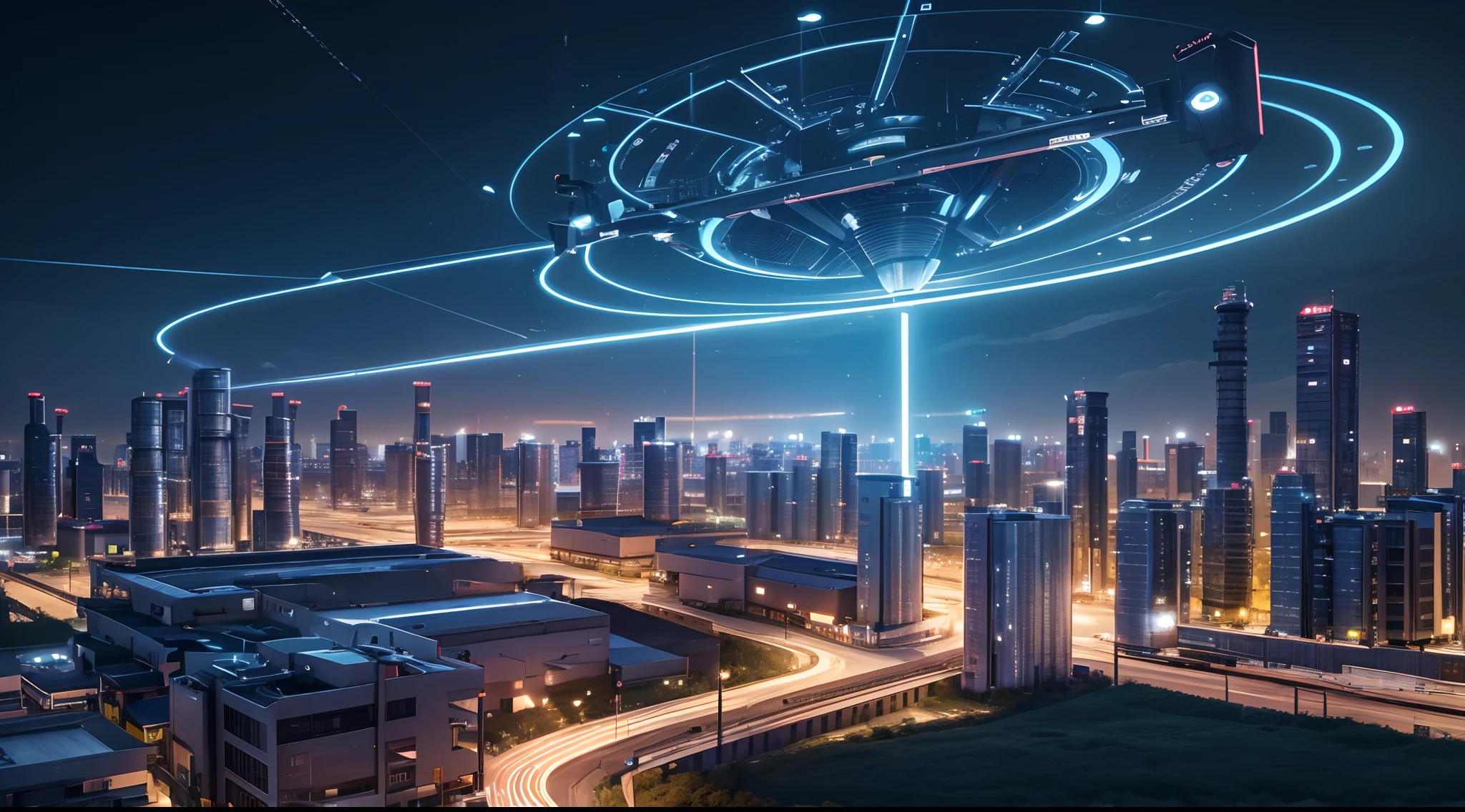 The execution of this prompt involves capturing high-quality images of AIGC-powered systems, Smart Factory, smart city, and digital platforms, Highlight advanced technologies and data-driven decision-making that promote the digital economy and industrial upgrading,8K分辨率,hyper HD