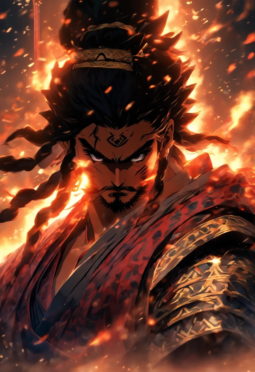 (((Anu))) best quality, ultra-high resolution, CG detalhado 4K, master part, deus sanurai escuro,God of heaven,nuvem, Sumerian clothing, Sumerian mythology, ((standing pose)), Imagem de um samurai dark , aesthetic, centrado na tela, corpo inteiro