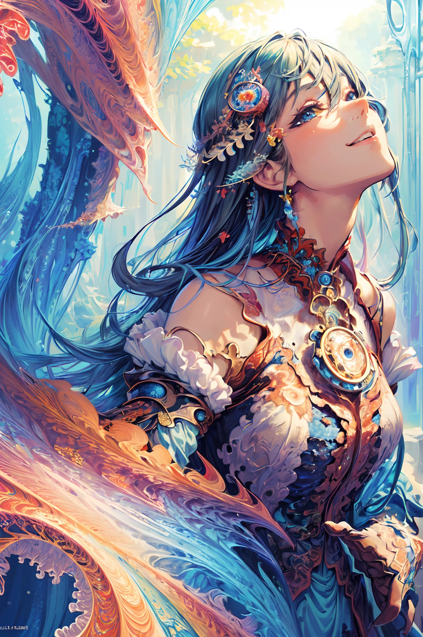 (masterpiece, top quality, best quality, official art, beautiful and aesthetic:1.2), (1girl), extreme detailed,(fractal art:1.3),colorful,highest detailed, smile, portrait