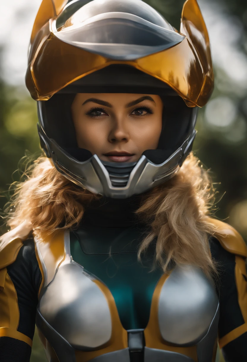best quality,ultra-detailed,realistic:1.37,professional,highres,masterpiece:1.2,sharp focus,physically-based rendering,studio lighting,HD,portrait,anime,Akira Toriyama's artistic style,landscape,helmet with Saiyan tracker visor,combat armor inspired by Metroid worn by Bulma in black and yellow (white gloves and boots),vibrant colors,bokeh