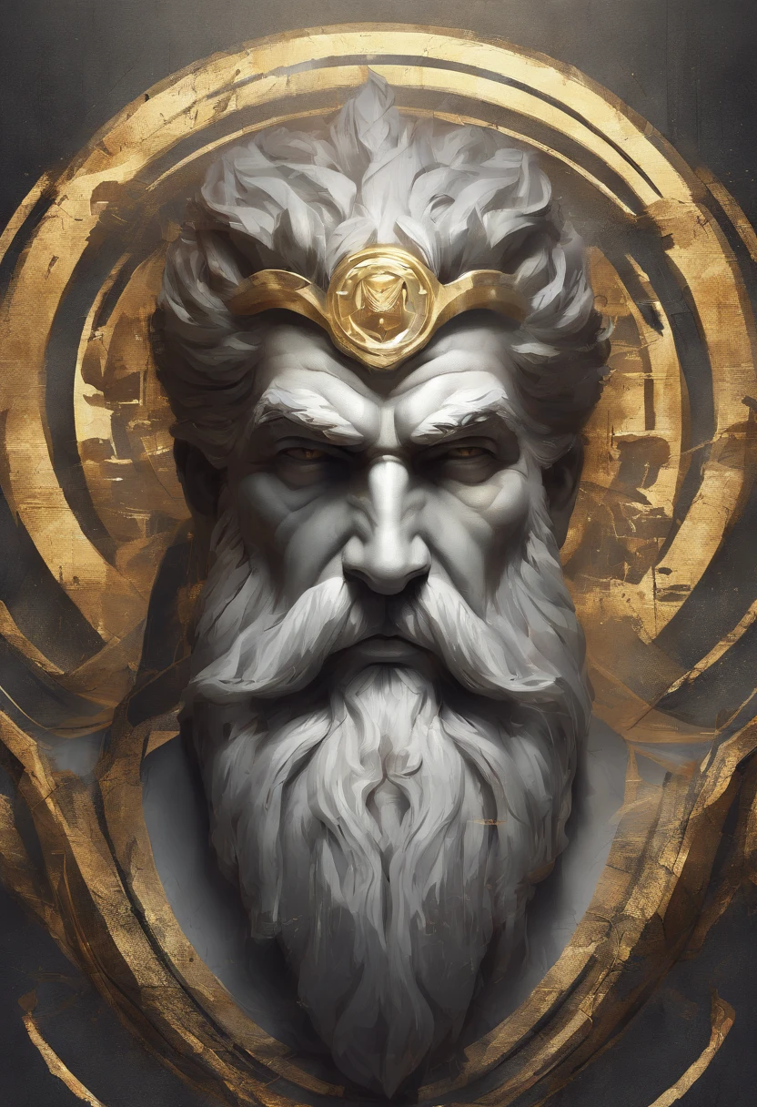 zeus homem mitologia grega cinza rosto maduro angulo de baixo