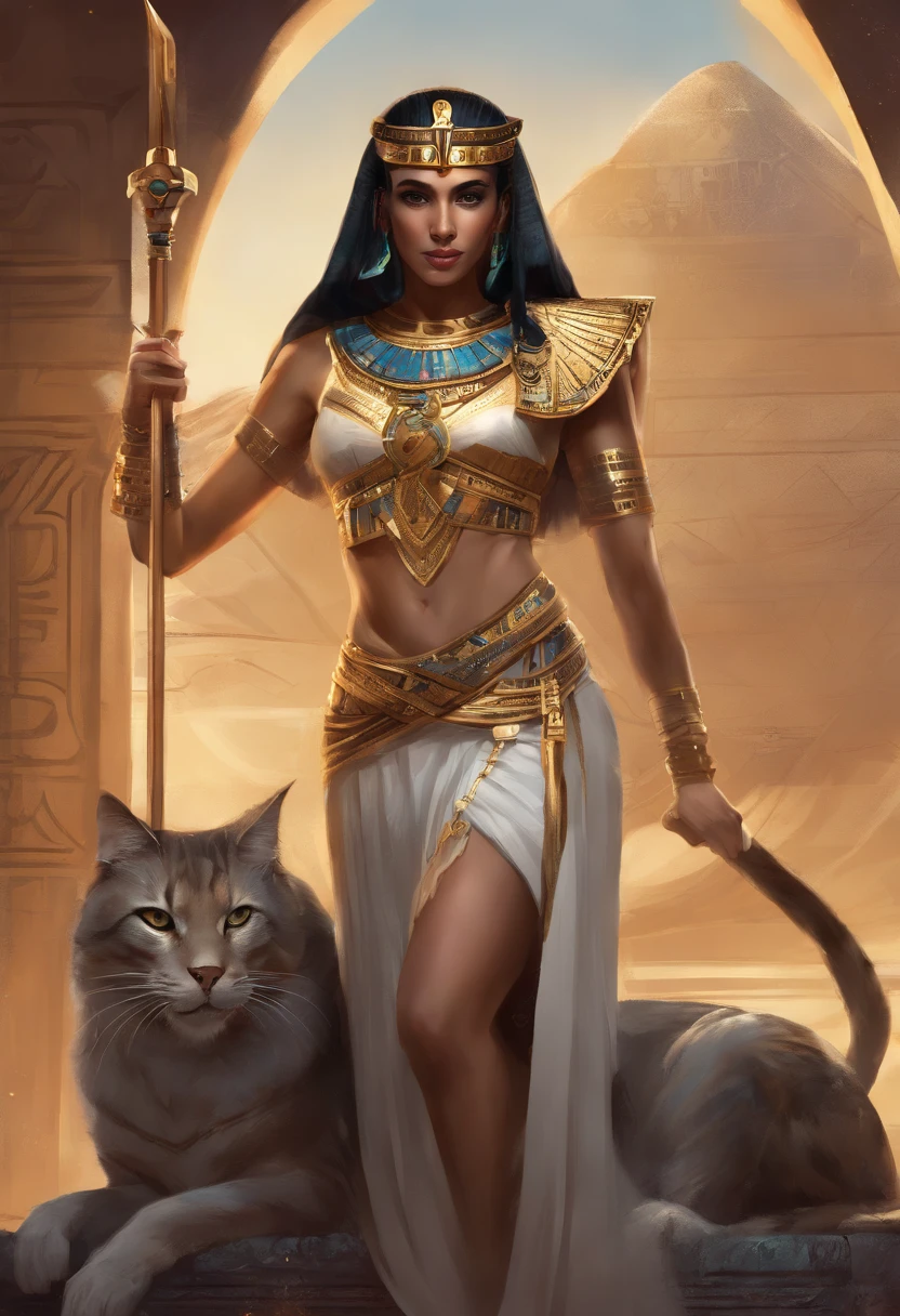 cleopatra segurando gato sem pelo joias e angulo diferente