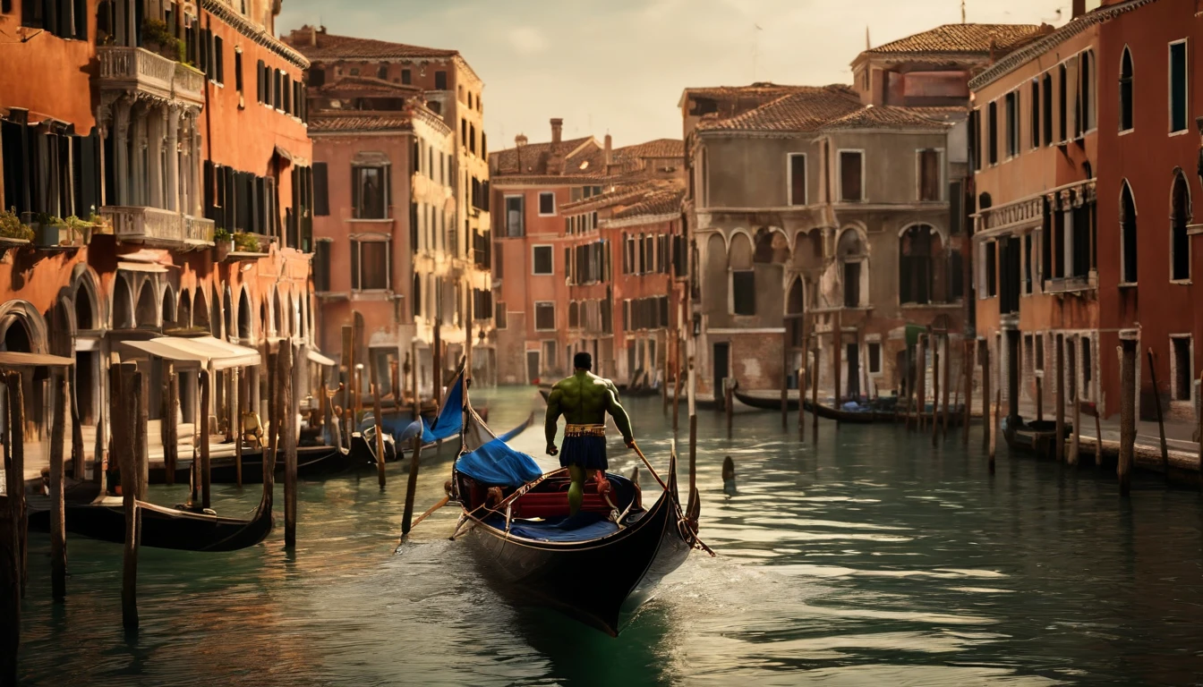 Incredible Hulk and Wonder Woman, both immensely powerful superheroes, are seen happily sailing in a traditional Venetian gondola along the enchanting Grand Canal. The gondola glides gracefully through the shimmering water, while they revel in the breathtaking beauty of the surrounding Venetian architecture. The Majestic Buildings, adornado com detalhes intrincados e cores vibrantes, subir elegantemente em ambos os lados do canal, creating a picturesque backdrop for this extraordinary scene.
O Hulk, with his muscular green physique, Exudes strength and power while sitting comfortably on the gondola. mulher maravilha, with his dazzling attire and powerful accessories, exudes grace and beauty as you accompany the Hulk on this delightful adventure. The gondola itself is expertly crafted, reflecting Venice's rich cultural heritage. Features ornate decorations, Estofados de luxo, and a gentle swing that adds to the romantic and serene atmosphere.
The image quality is of the highest standard, With every detail impeccably captured in ultra-high resolution (4K ou 8K). The colors are vivid and vibrant, bringing the scene to life with a touch of HDR. The lighting is carefully orchestrated, with a soft glow that enhances the beauty of superheroes and the architectural wonders that surround them. The entire composition exudes an air of realism and photorealism, As if the viewer were transported to this magical world.
The art style chosen for this scene is a perfect blend of comic book illustrations and realistic rendering. It captures the essence of both characters while embracing the grandeur of the Venetian setting. The color palette is rich and diverse, with deep blues of the canal water contrasting with the warm tones of the buildings. This combination creates a visually striking and harmonious aesthetic.
Geral, this prompt paints a mesmerizing picture of the Incredible Hulk and Wonder Woman adventurously sailing in a gondola through the beauty et