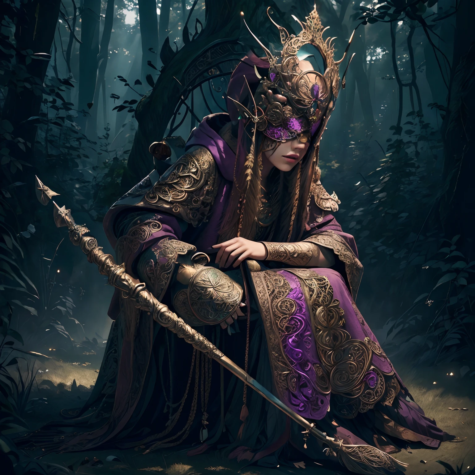 Model
Fantasy majicMIX , CeltPunkAI ,Blind Mask , ember (( 独奏)) Wearing a Blind Mask and a purple fancy wide-sleeved sweatshirt , It stands at full height against the backdrop of a summer forest , His boots are visible ,A hood is visible on his face, pulled over the face,Her straight nose is visible , A magic wand is visible ! adorned with a jewel in his hand , Front light . Detail, coloration, beutiful, HDR, Photorealistic, hight resolution, ultra_ah high_nothing, Cinematographer, aesthetic, extremely_tender, hight resolution, 16k, ..Raw, Ultra Hainada, ultra details, Подробнее Fвos, An extraordinarily delicate and beautiful shade, Extremely detailed, real, realisti, highly detailed photo, award-winning glamour photograph,