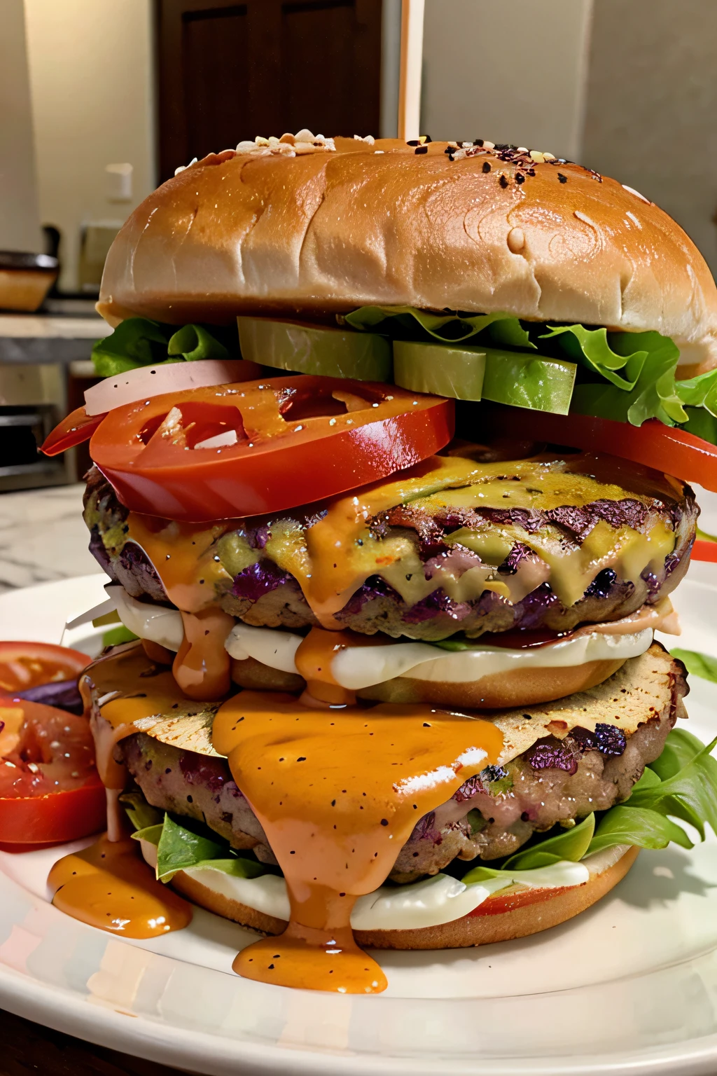 Mouth-watering layered burger